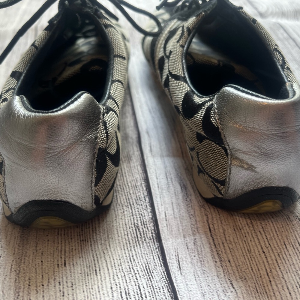 Coach Black and Silver Signature Monogram Sneakers - Picture 6 of 7